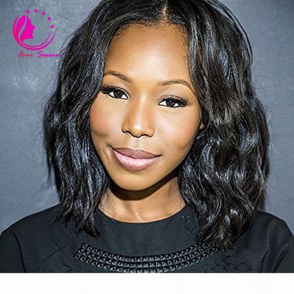 

100% unprocessed human hair short full lace wigs with baby hair loose wave brazilian lace front wig for black women, Black;brown
