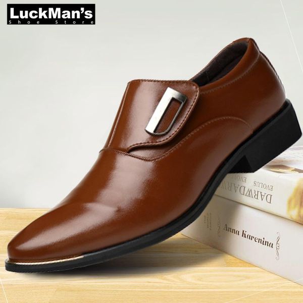 

oxford shoes for men dress shoes men formal pointed toe business wedding spring/autumn slip-on brown italian, Black