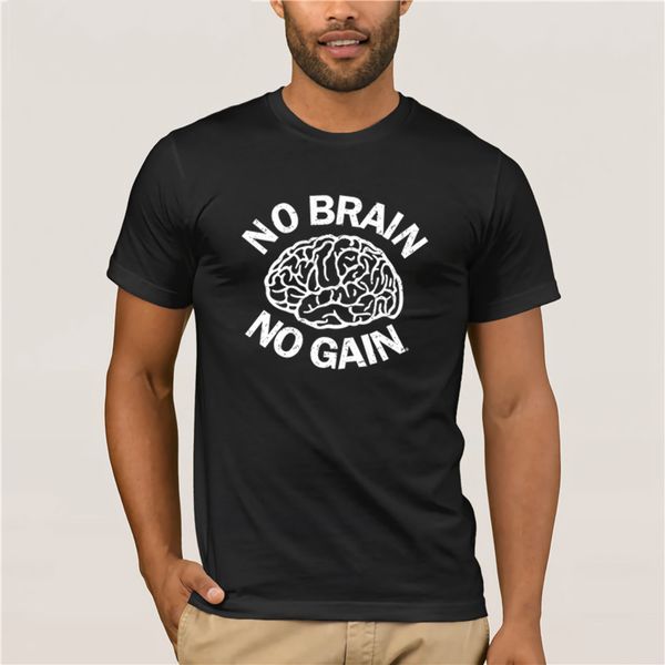 

men's fun casual print t-shirt brain no gain funny o neck summer personality fashion t shirt 100% cotton, White;black