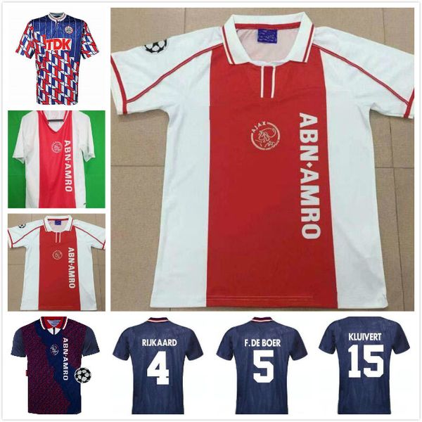 

04 05 ajax red retro edition soccer jersey 94 95 ajax litmanen kluivert de boer seedorf davids 1990 1991 97 98 90 91 football shirt uniform, Black;yellow