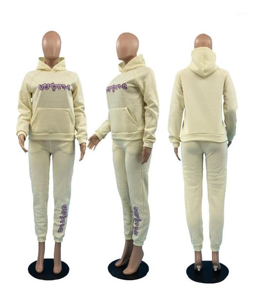 

women tracksuit 2 piece sets wholesale casual letter printed hoodies long sleeve and pants two piece sets ymf-35141, Gray