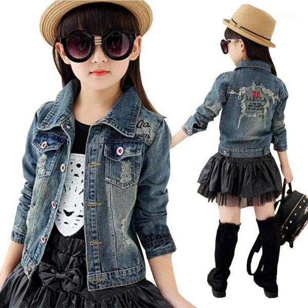 

jackets girls cotton denim jacket children spring autumn kids jeans child clothes baby outwear1, Blue;gray