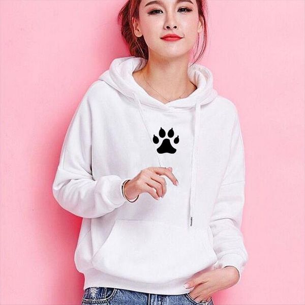 

dog mom footprint hoodies harajuku hoodies women kawaii graphic sweatshirt femmes pattern female sweatshirts poleron mujer, Black