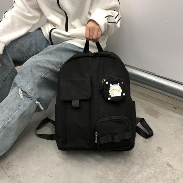 

female solid school bag for teenage girls 2020 nylon travel backpack women mochila sac a dos ladies laprucksack men bag pack