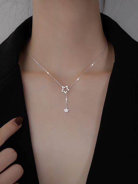 

star minority design sense 2020 new necklace sterling silver tassel clavicle chain female simple temperament