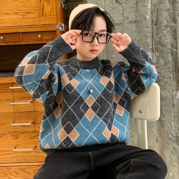 

boys' t-neck sweater 2020 new 10 autumn winter children's plush and thickening, Blue