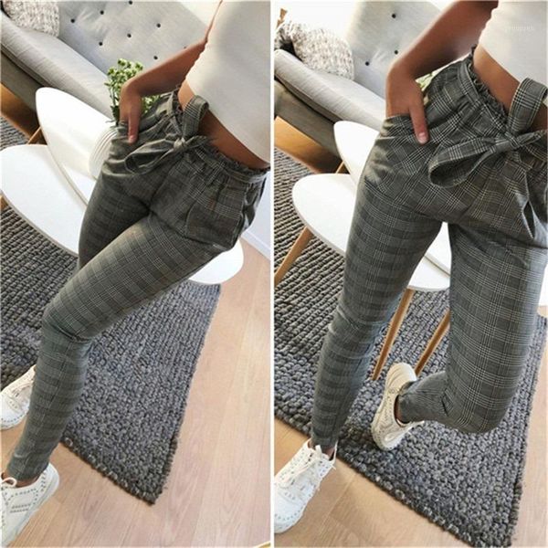 

2020 new striped chiffon high waist harem pants women stringyselvedge summer style casual pants female trousers1, Black;white