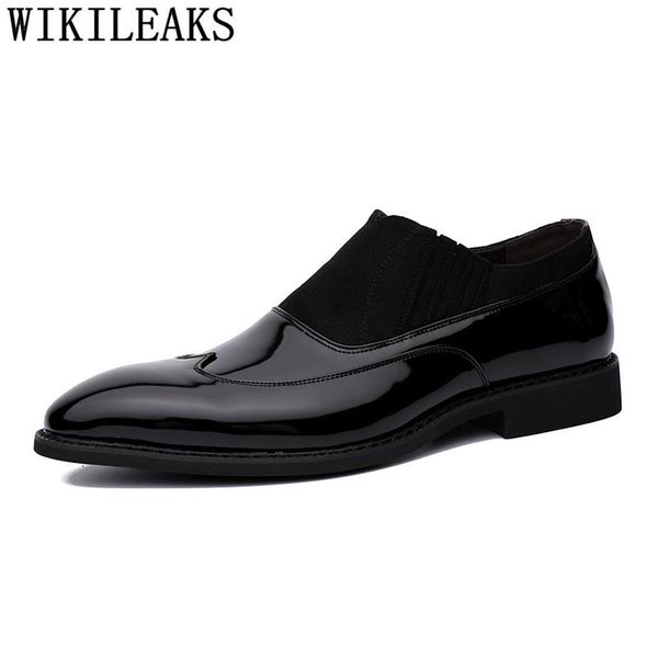 

brogues loafers men shoes leather oxford wedding shoes men italian elegant sepatu slip on pria zapatos para hombre, Black