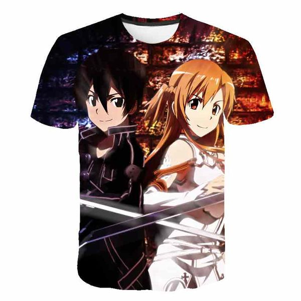 

3d anime sword art online sao print summer japanese manga 3d print shirts oversized comics harajuku men clothing