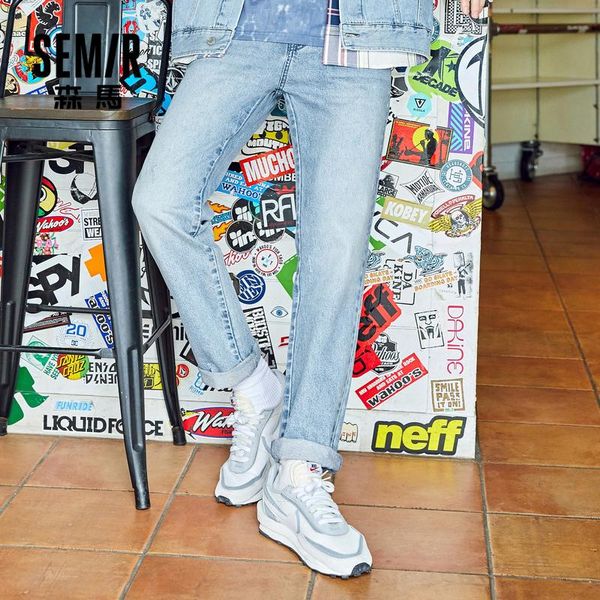 

semir denim trousers men 2020 spring new light blue straight loose pants trendy cotton man jeans