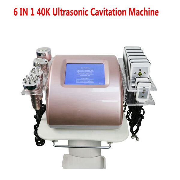 6 IN 1 40K Cavitazione ultrasonica Macchina dimagrante Lipo Laser Liposuzione Perdita di peso RF Vacumm Radiofrequenza Rafforzamento della pelle DHL