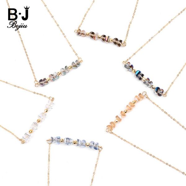 

bojiu 6 colors adjustable crystal pendant necklaces for women gold brass link chain necklace femme wholesale dropship nks251, Silver