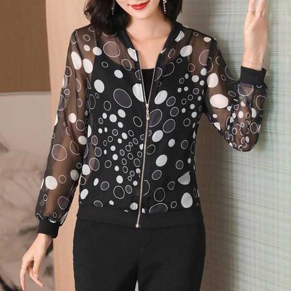 

2021 summer lace jacket women print basic jacket thin long sleeve female casual bomber silm sunscreen outwear clothing1, Black;brown