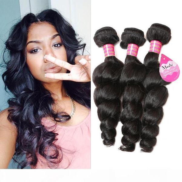 

8a brazilian loose wave 3 bundles unprocessed human hair extensions wet and wavy human hair wholesale price ing, Black