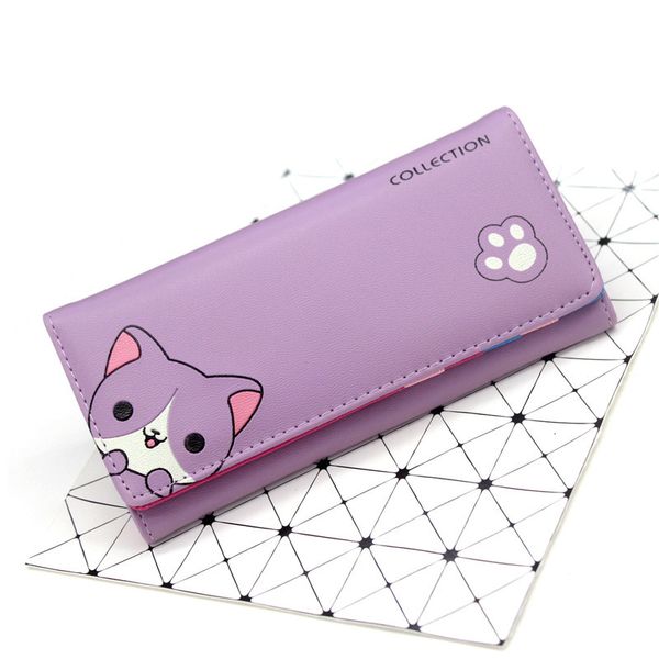 

fashion cute long wallet women pu leather cartoon dog print bags for clutch phone case puppy zipper card holder lady purses, Red;black