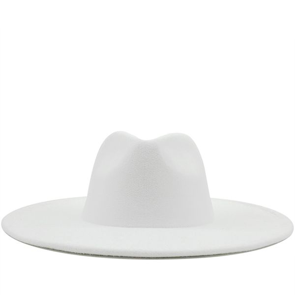 

new british style winter wool solid classic fedoras cap men women panama jazz hat 9.5cm wide brim big white fedoras 201028, Blue;gray