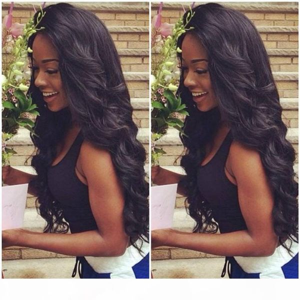

body wave human hair wigs 9a grade virgin lace front wig for black women brazilian full lace wig with baby hair, Black;brown