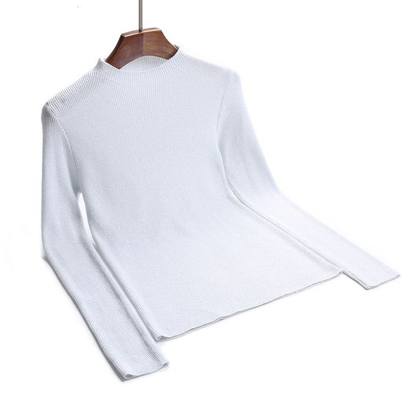

2021 new glitter autumn winter women knitted rib female jumper high elasticity basic women's pullover sweater oegb, White;black