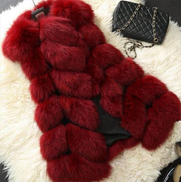 

fashion winter warm high imitation faux fur coat vest women thick faux fur jacket long pattern sleevless outwear fur 31194, Black