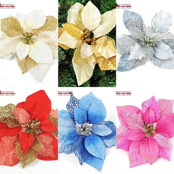 

fg6pg 20cm gold simulated hollow-out fabric sticky cbkhg powder fake flowers christmas rattan decorative christmas flowers multi-layer