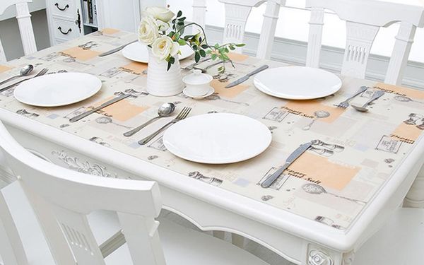 

туманная пвх скатерть водонепроницаемого пвх скатерть мягких стекла для кухни крышки таблицы масла proof protector стол pad домашнего украше