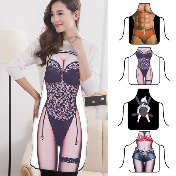 

1pc adjustable funny pattern chef aprons waiter kitchen cook apron dress for restaurant cooking baking women and men for kitchen