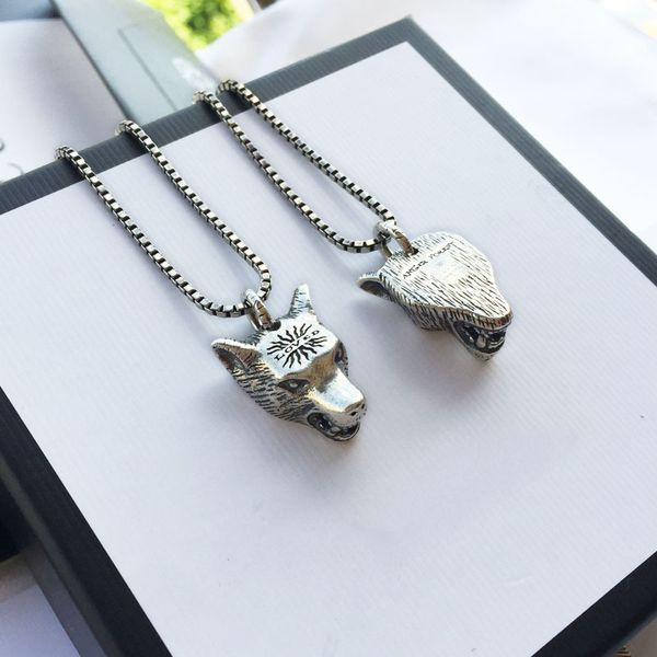 

gujia angel forest series wolf head s925 sterling silver men's necklace, 55 cm in length, version 1:1