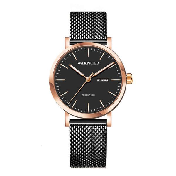 

mesh belt automatic hollow out new men's watch mechanical watch high grade luminous waterproof student leisure watch, Slivery;brown