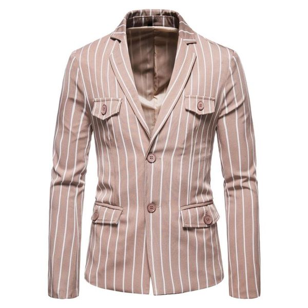 

autumn foreign trade large size suit stripes two buttons dan xi england cross border pocket decoration suit coat male, White;black