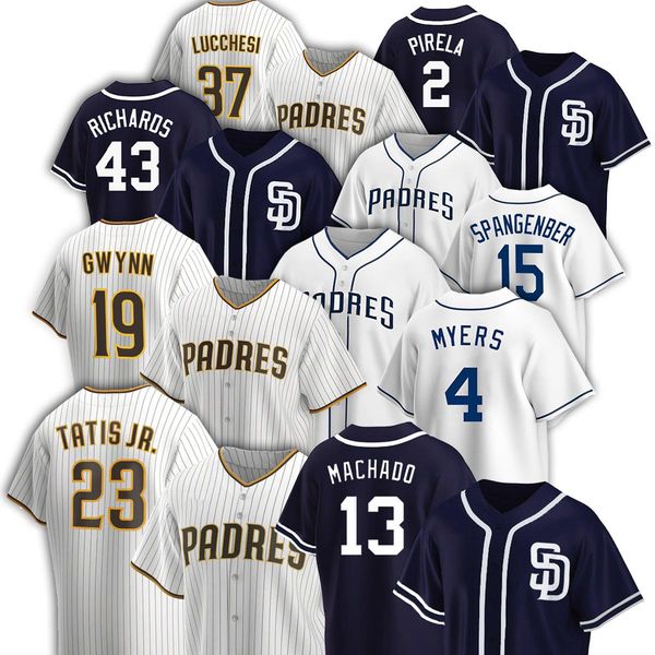 

23 fernando tatis jr. jersey 19 tony gwynn 4 wil myers 13 manny machado 8 javy guerra 43 garrett richards 37 joey lucchesi baseball jerseys, Blue;black