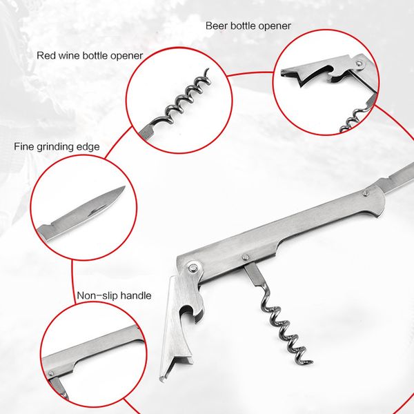 

multifunction red wine opener sea horse bottle opener pulltap double hinged corkscrew knife stainless steel beer bottle opener vt0350