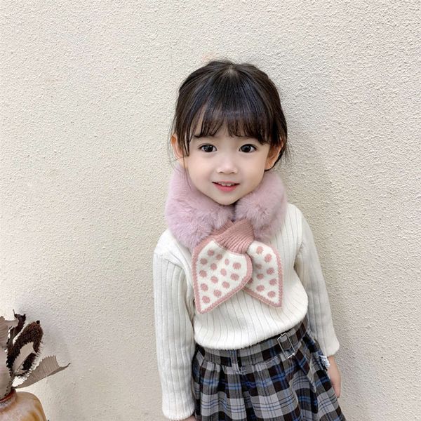 

autumn fashion han fan scarf children's and mink warm comfortable women's winter tie dyed warp knitted collar, Red;brown