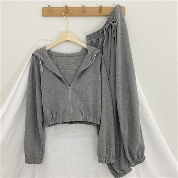 

2021 new casual sports suit women's thin new korean net red fashion western style three-piece set wn7z, Gray