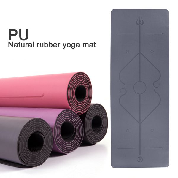 

pu yoga mat 5mm natural rubber non-slip yoga mat with position line pilates mats