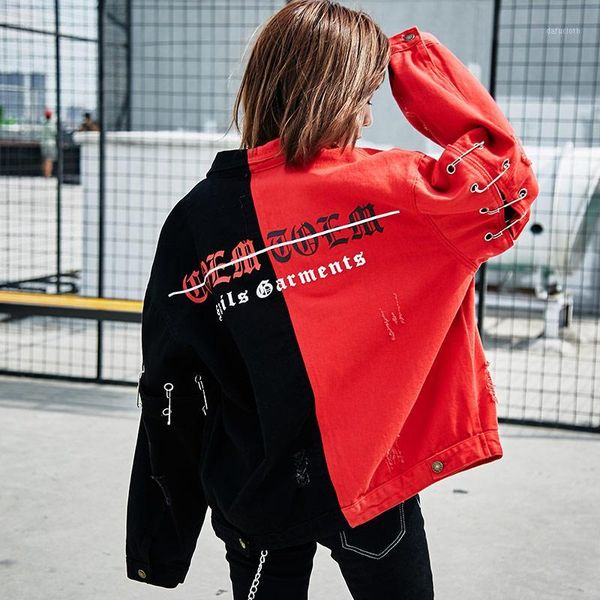 

red and black denim jacket women jeans coat long sleeve jackets autumn detachable sleeve jacket us size s-xxl1, Black;brown