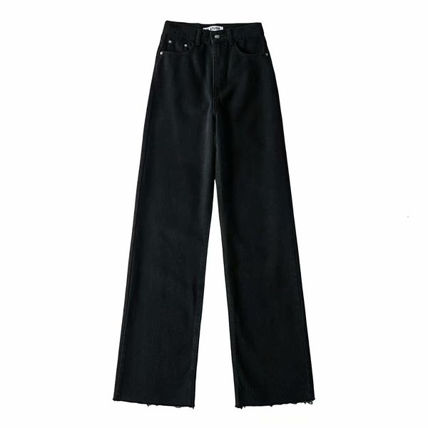 

2021 women's brim pants of large dimensions, solid, high-straight waists washed denim pants, lady in the office down, fly long winter 9, Blue