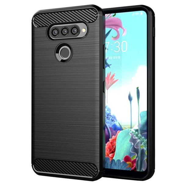 

carbon fiber texture shockproof cover protective slim fit soft tpu silicone case for lg q70 q730