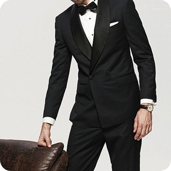 

men's suits & blazers 2021 double breasted men's suit 2 pieces blazer modern fit groom tuxedos notched lapel wedding groomsmen (ja, White;black