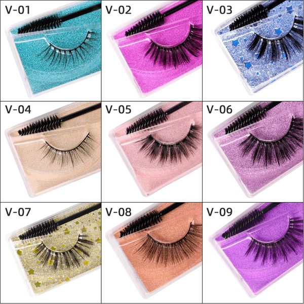 3D Nerz Wimpern Augen Make -up Nerz falsche Wimpern mit Pinsel Set weich natürliche dicke Wimpern Erweiterung Schönheitstools Bunte Pack Pestanas Postizas Con Cepillo