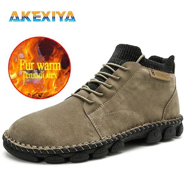 

winter men's snow boots plush warm men's winter boots suede comfortable motorcycle retro designer trainers, Black