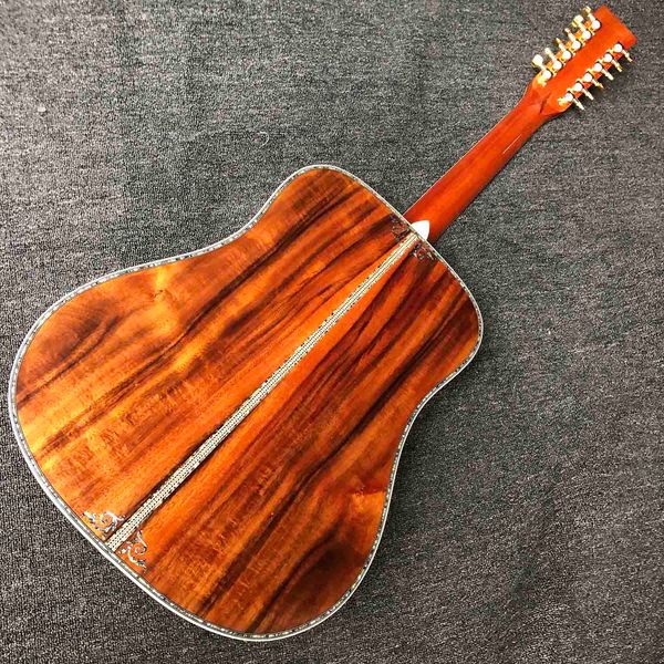 Custom 12 Strings 41 polegadas D corpo dreadnought canhoto de madeira de guitarra acústica Inlay Pickguard Aceite OEM