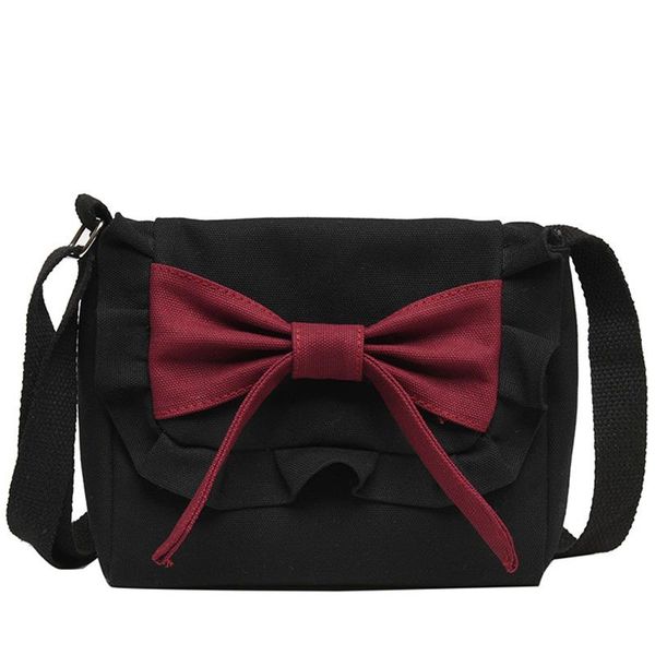 

new preppy style bow applique flap women's canvas messenger bag bolsa feminina luxury handbag shoulder bag