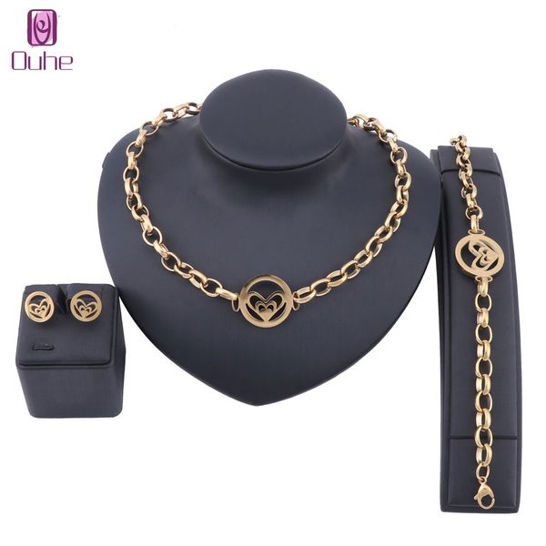 

модные женщины из нержавеющей стали сердце necklacespendants серьги браслет свадебные подарки ювелирные изделия set, Silver
