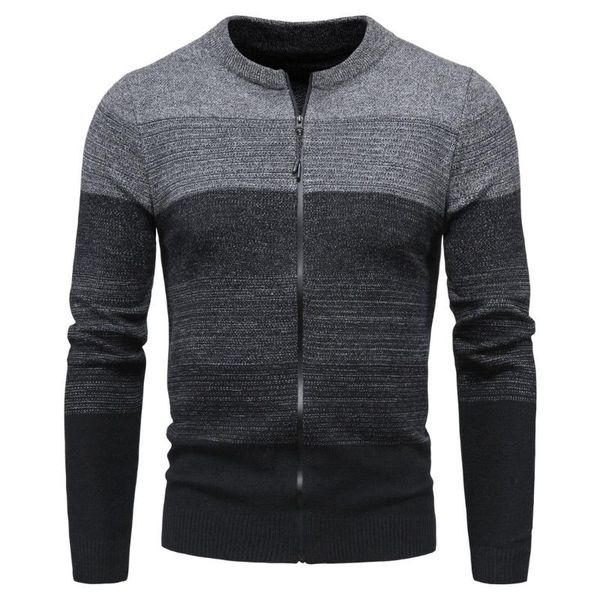 

2020 autumn new men's woollen sweatercoat male cardigan splicing british zipper casual knitted jacket men brand clothing ak056, White;black