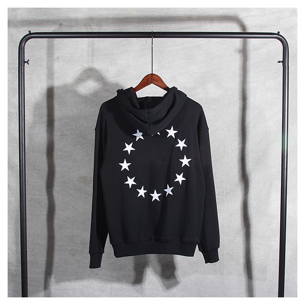 

2021 new fashion brand embroidered star men's and women's style large long sleeve pullover high street hoodie oxyg, Black