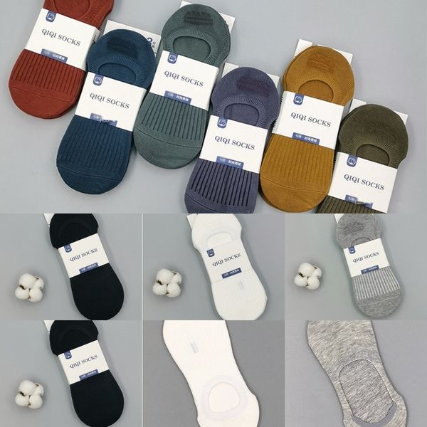 

мужской невидимый силиконовый хлопок лодка носки хлопка socksspring и летом пот поглощения дезодоранта силиконовые противоскользящих случайн, Black