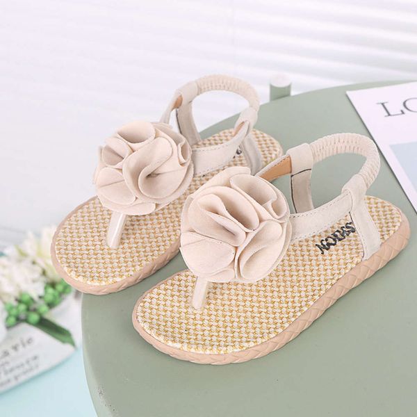 

2020 summer new big flower clip sandals fashion girl slippers children's beach princs shosvrt, Black;red