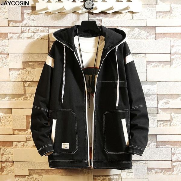 

klv jackets men's autumn winter casual fashion loose patchwork hoodie jacket outwear coat 2020 new chaquetas hombre 701, Black;brown