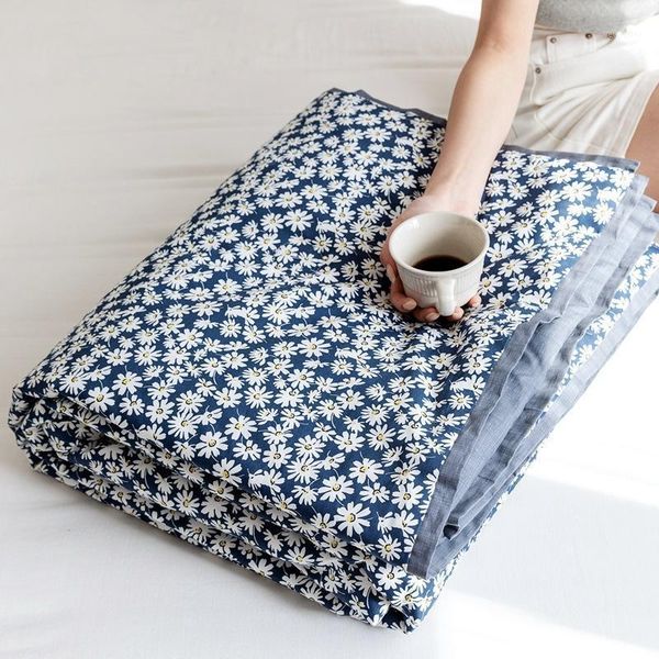 

comforters & sets small floral washable cotton summer air-conditioning quilt soft breathable cover blanket for bed thin printed comforter qu