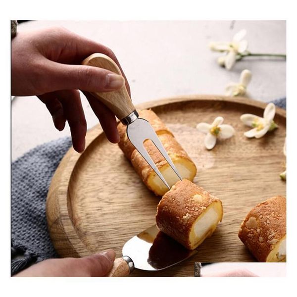 

useful cheese tools set 4pcs/set oak handle knife fork shovel kit graters for cutting baking cheese board sets butt jllbuz allguy